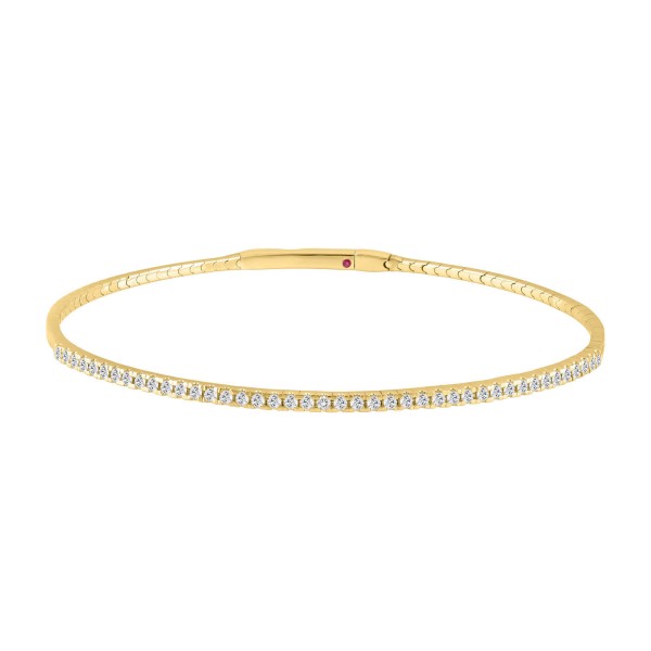 14K YELLOW GOLD 1/2CT ROUND DIAMOND LADIES BANGLE ...