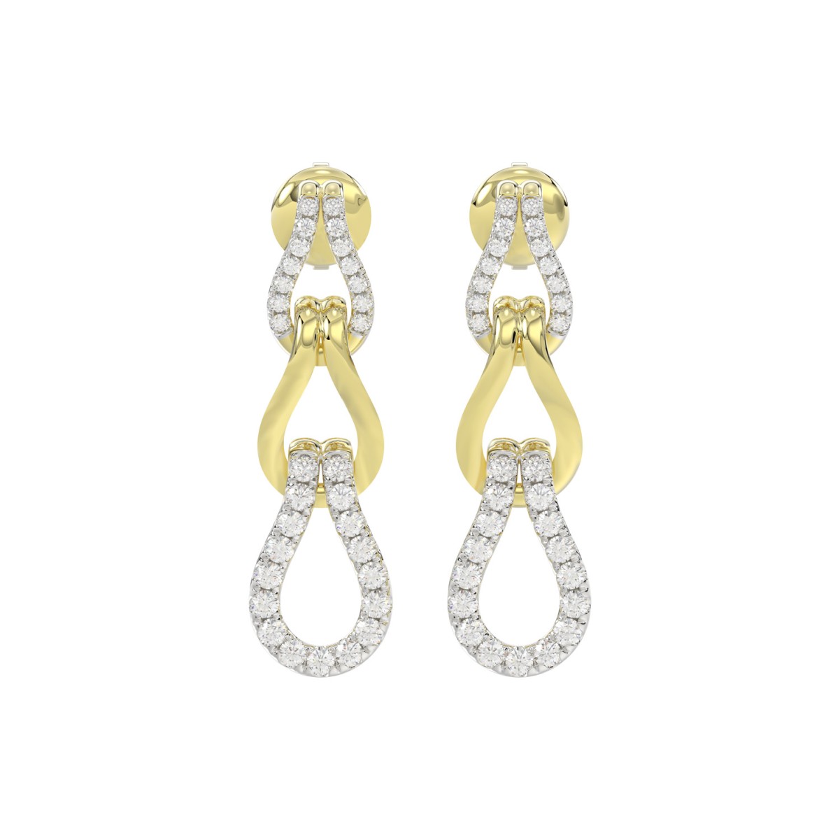 STERLING SILVER YELLOW 1/2CT ROUND DIAMOND LADIES EARRINGS STERLING SILVER YELLOW 1/2CT ROUND DIAMOND LADIES EARRINGS