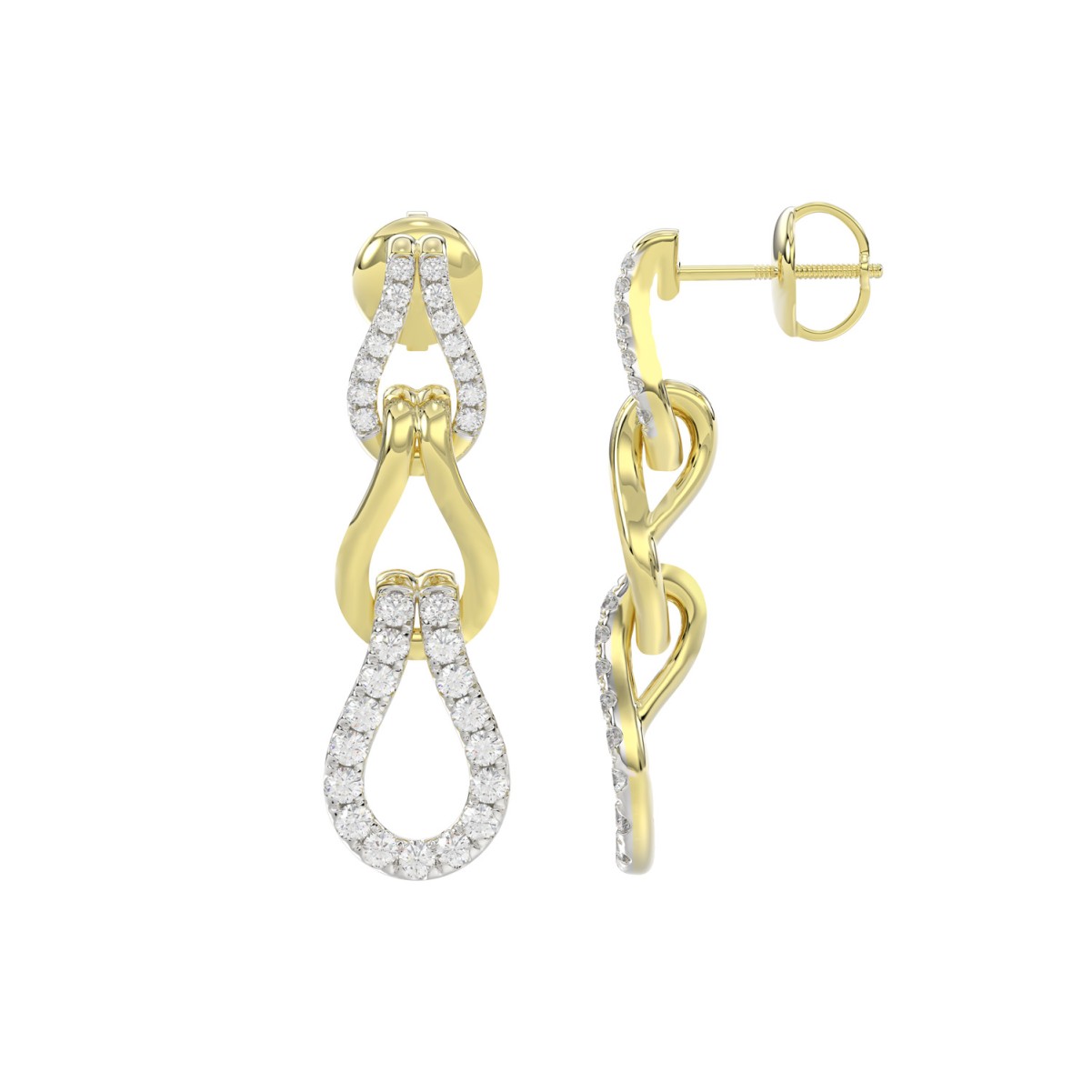 STERLING SILVER YELLOW 1/2CT ROUND DIAMOND LADIES EARRINGS STERLING SILVER YELLOW 1/2CT ROUND DIAMOND LADIES EARRINGS