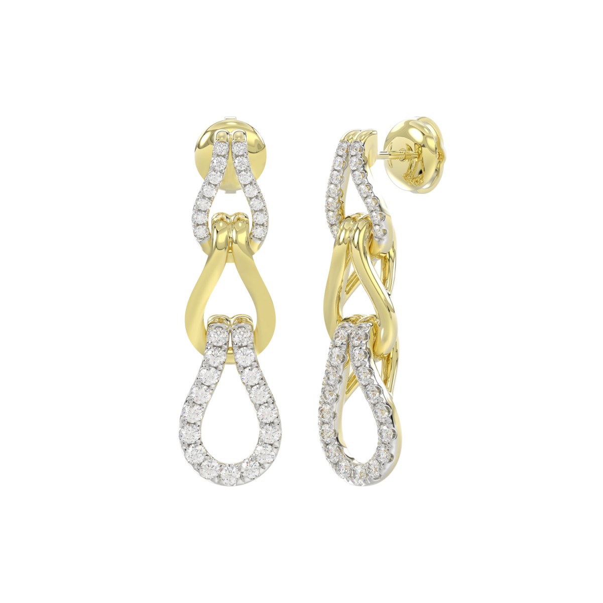 STERLING SILVER YELLOW 1/2CT ROUND DIAMOND LADIES EARRINGS STERLING SILVER YELLOW 1/2CT ROUND DIAMOND LADIES EARRINGS