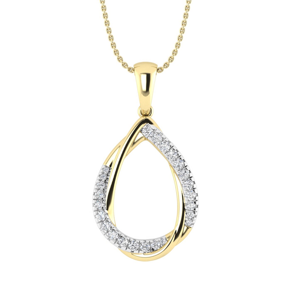 STERLING SILVER YELLOW 1/4CT ROUND DIAMOND LADIES PENDANT WITH CHAIN 