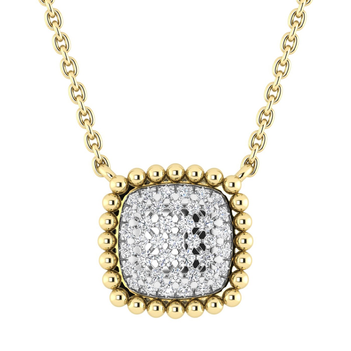 STERLING SILVER YELLOW 1/4CT ROUND DIAMOND LADIES PENDANT 