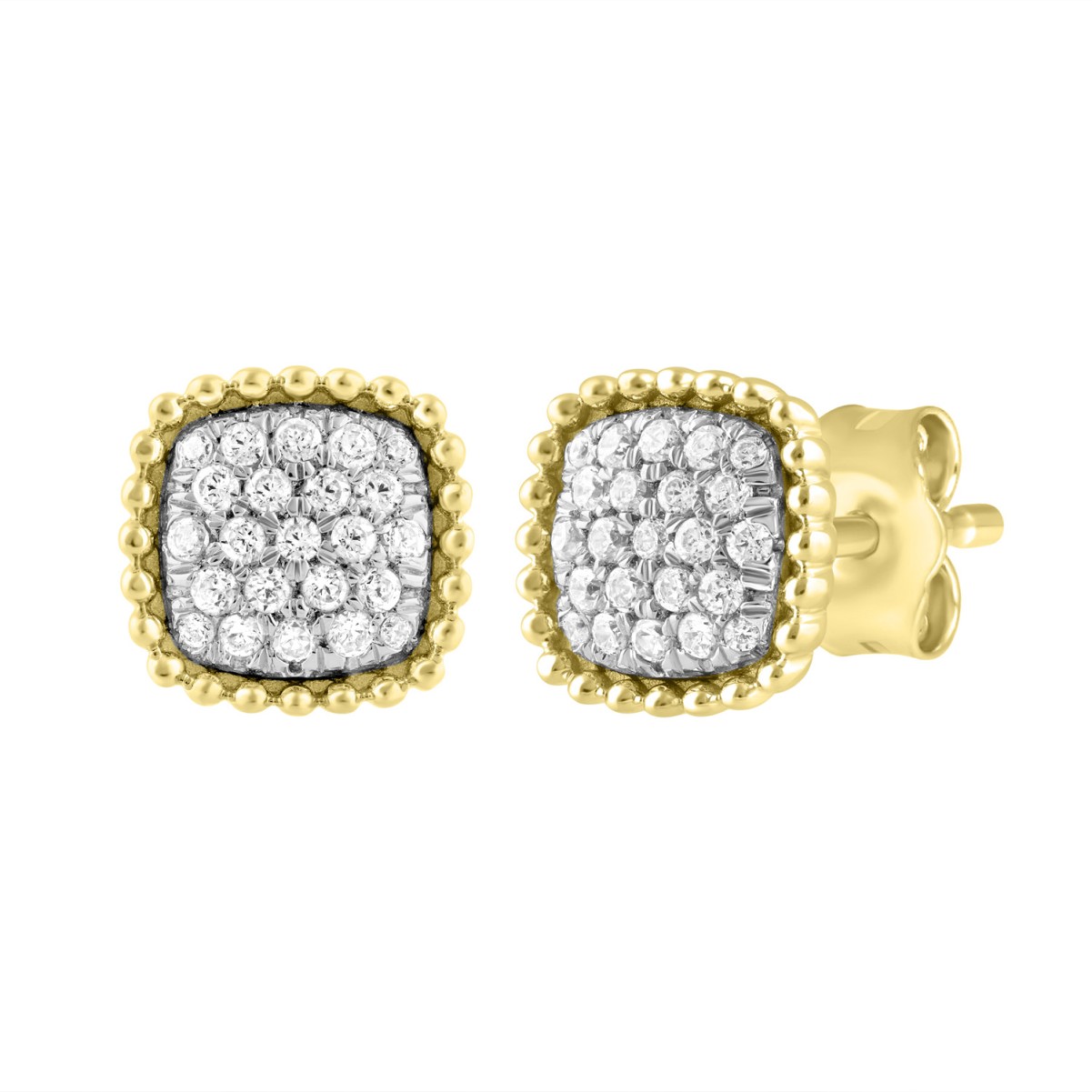 STERLING SILVER YELLOW 1/4CT ROUND DIAMOND LADIES EARRINGS STERLING SILVER YELLOW 1/4CT ROUND DIAMOND LADIES EARRINGS