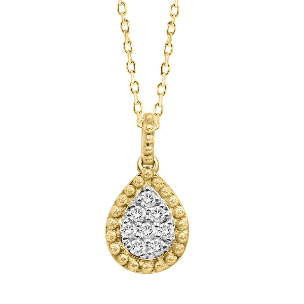 STERLING SILVER YELLOW 1/10CT ROUND DIAMOND LADIES PENDANT WITH CHAIN 