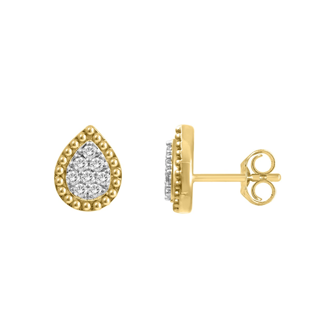 STERLING SILVER YELLOW 1/5CT ROUND DIAMOND LADIES EARRINGS STERLING SILVER YELLOW 1/5CT ROUND DIAMOND LADIES EARRINGS