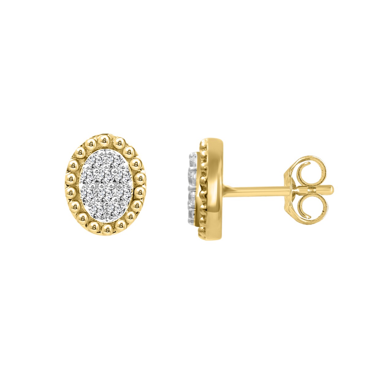 STERLING SILVER YELLOW 1/5CT ROUND DIAMOND LADIES EARRINGS STERLING SILVER YELLOW 1/5CT ROUND DIAMOND LADIES EARRINGS