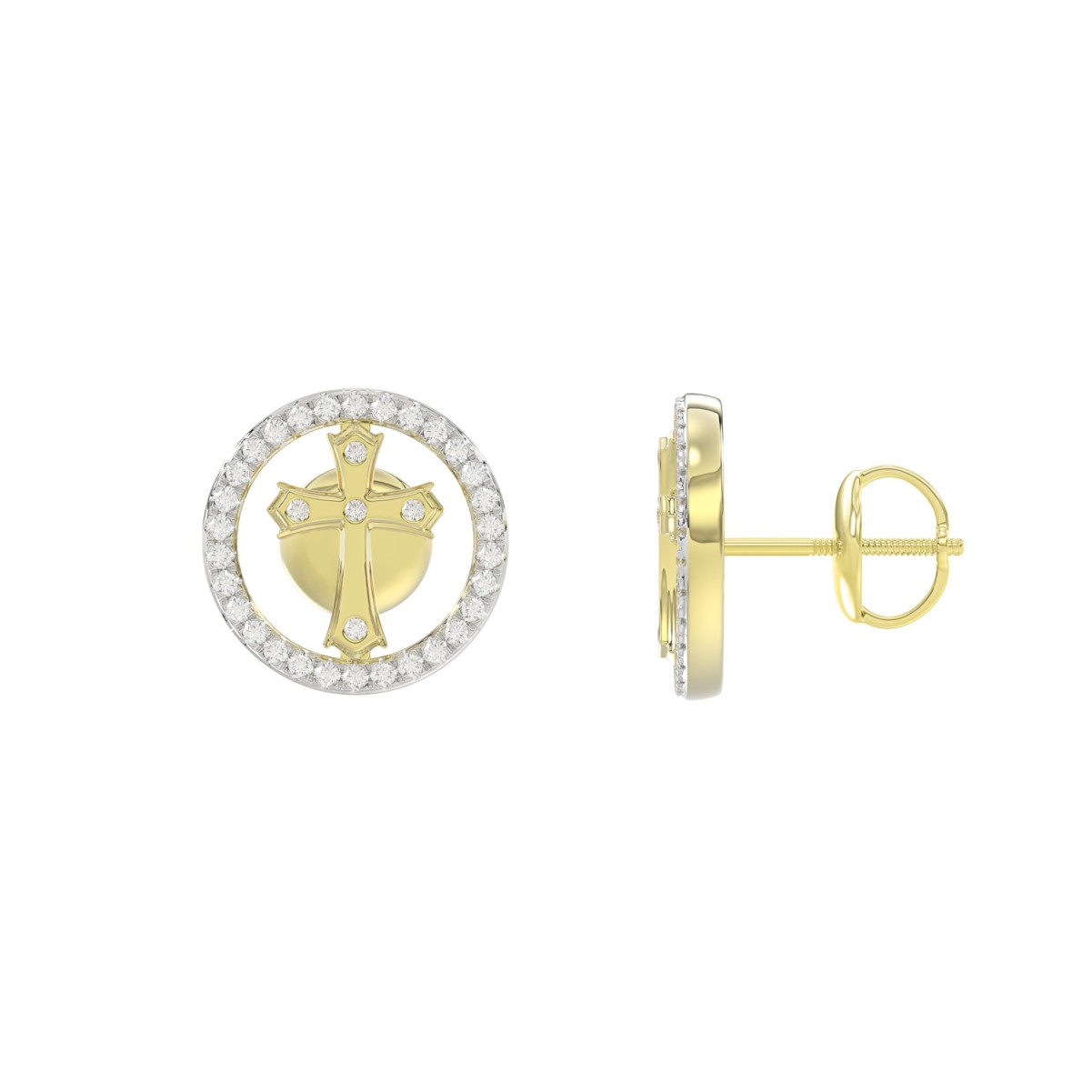 STERLING SILVER YELLOW 1/4CT ROUND DIAMOND LADIES EARRINGS STERLING SILVER YELLOW 1/4CT ROUND DIAMOND LADIES EARRINGS