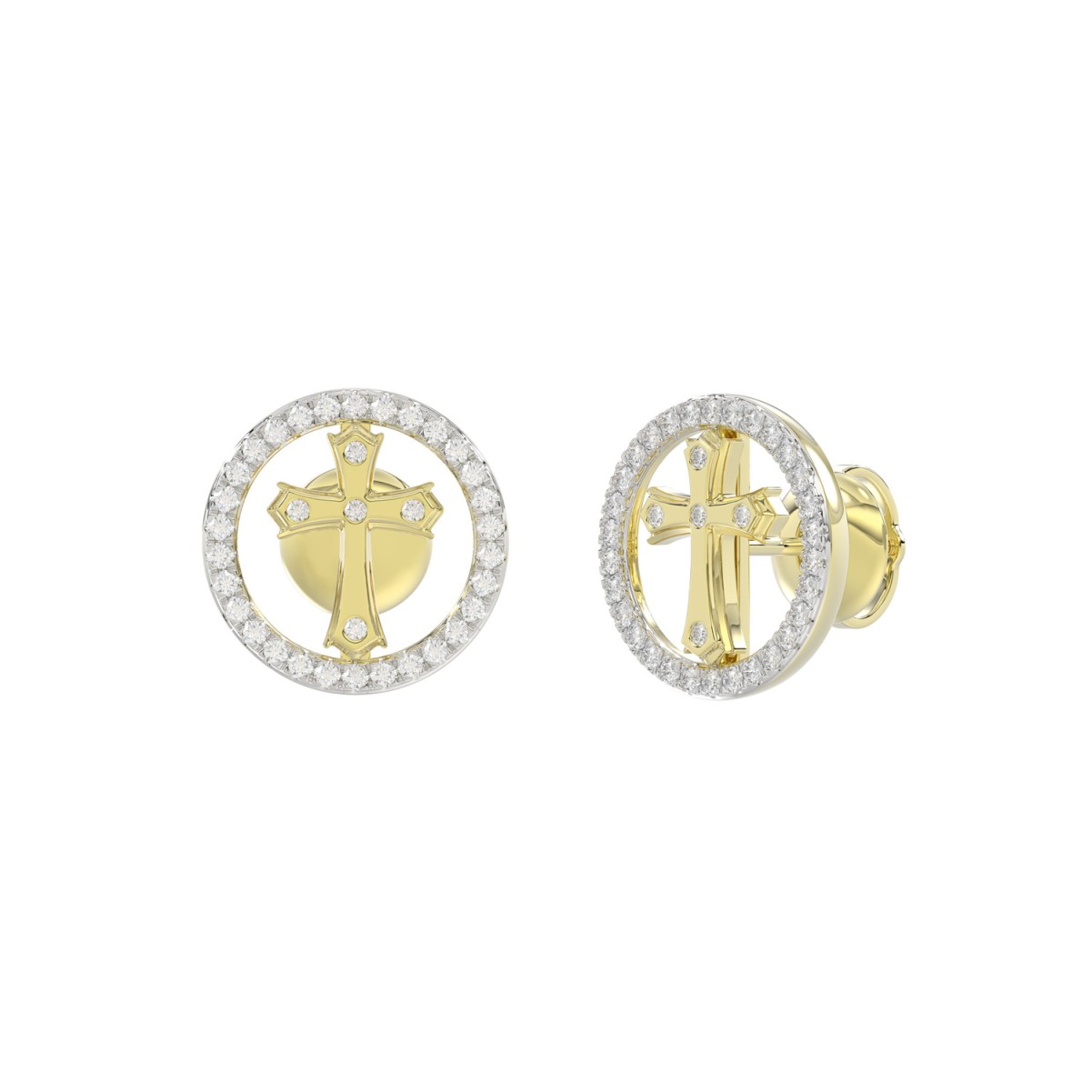 STERLING SILVER YELLOW 1/4CT ROUND DIAMOND LADIES EARRINGS STERLING SILVER YELLOW 1/4CT ROUND DIAMOND LADIES EARRINGS