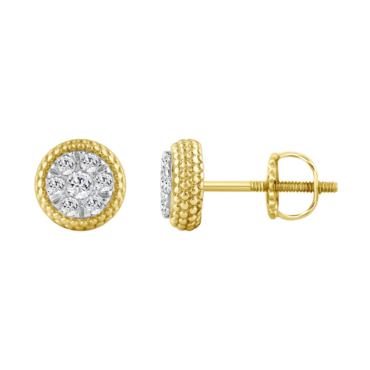 STERLING SILVER YELLOW 1/3CT ROUND DIAMOND LADIES EARRINGS STERLING SILVER YELLOW 1/3CT ROUND DIAMOND LADIES EARRINGS