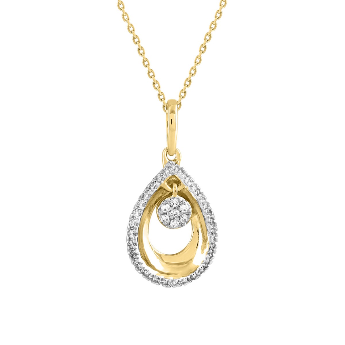 STERLING SILVER YELLOW 1/10CT ROUND DIAMOND LADIES PENDANT WITH CHAIN 