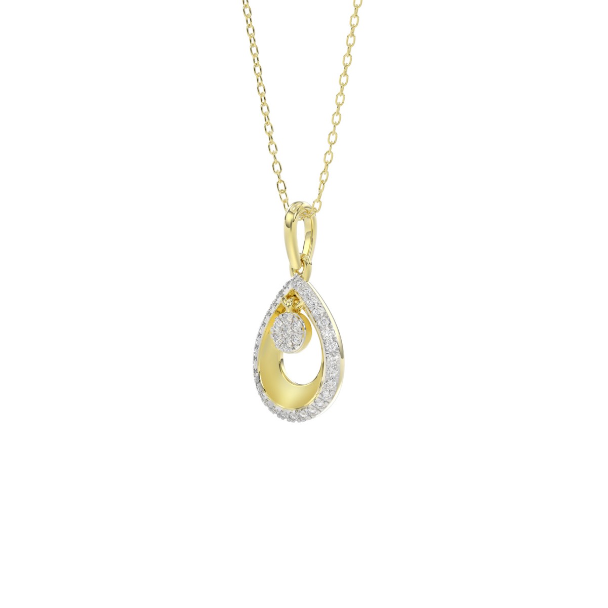 STERLING SILVER YELLOW 1/10CT ROUND DIAMOND LADIES PENDANT WITH CHAIN STERLING SILVER YELLOW 1/10CT ROUND DIAMOND LADIES PENDANT WITH CHAIN