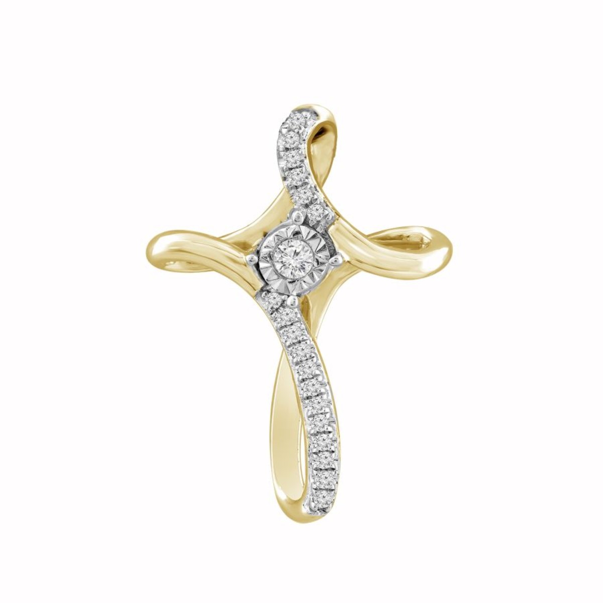 STERLING SILVER YELLOW 1/10CT ROUND DIAMOND LADIES PENDANT 