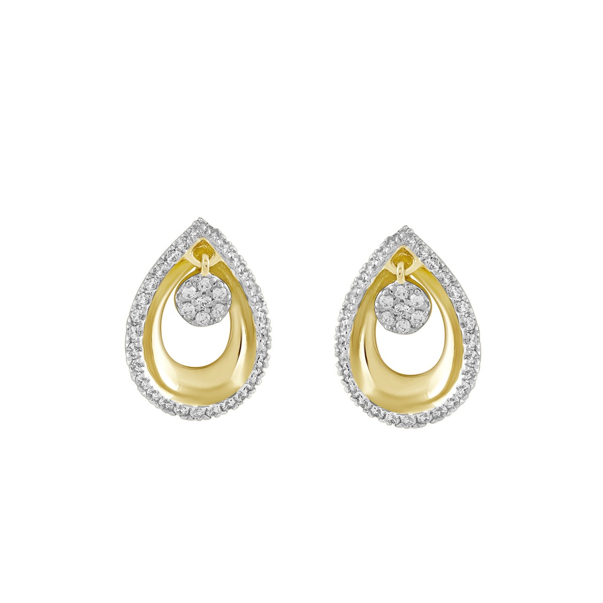 STERLING SILVER YELLOW 1/6CT ROUND DIAMOND LADIES EARRINGS STERLING SILVER YELLOW 1/6CT ROUND DIAMOND LADIES EARRINGS