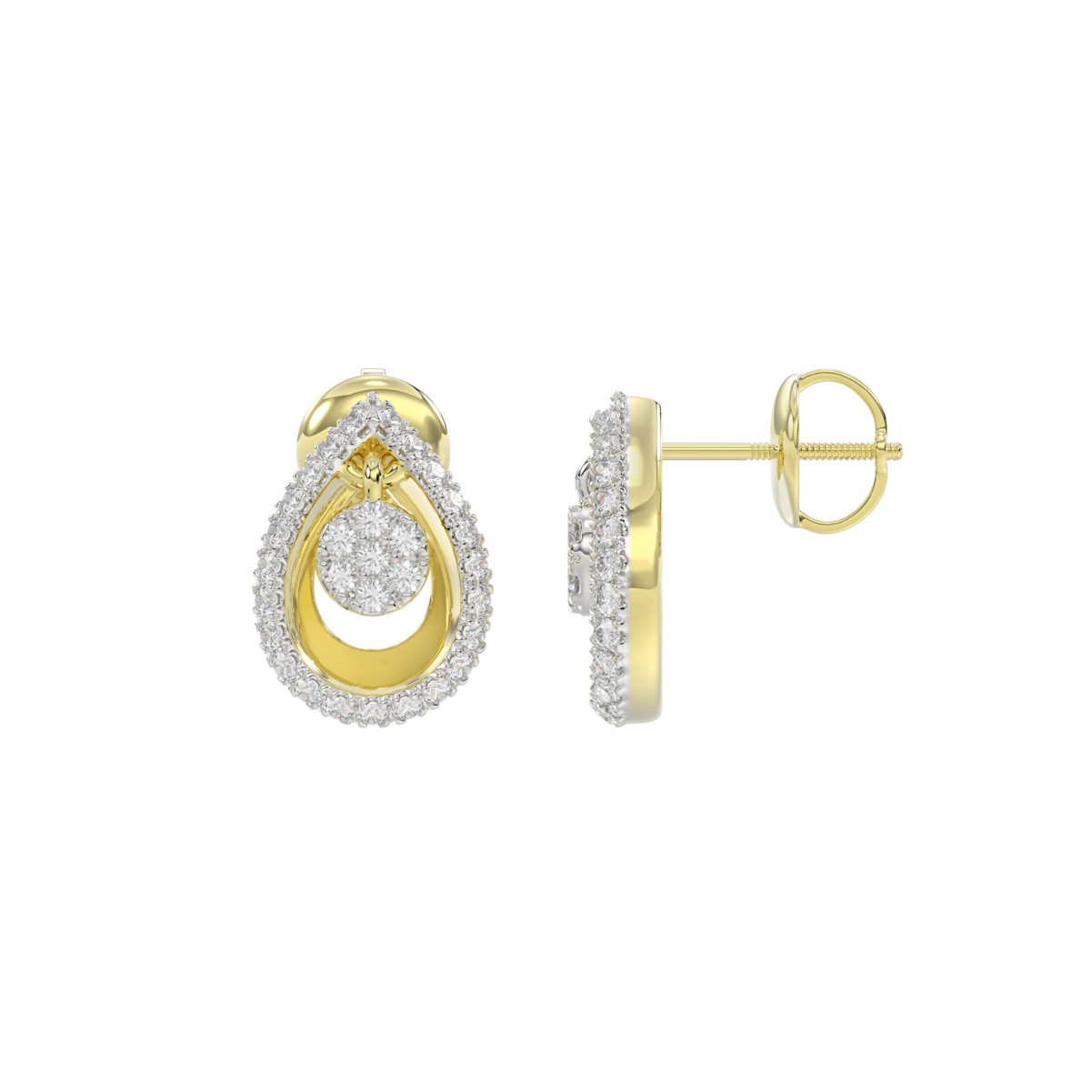 STERLING SILVER YELLOW 1/6CT ROUND DIAMOND LADIES EARRINGS STERLING SILVER YELLOW 1/6CT ROUND DIAMOND LADIES EARRINGS