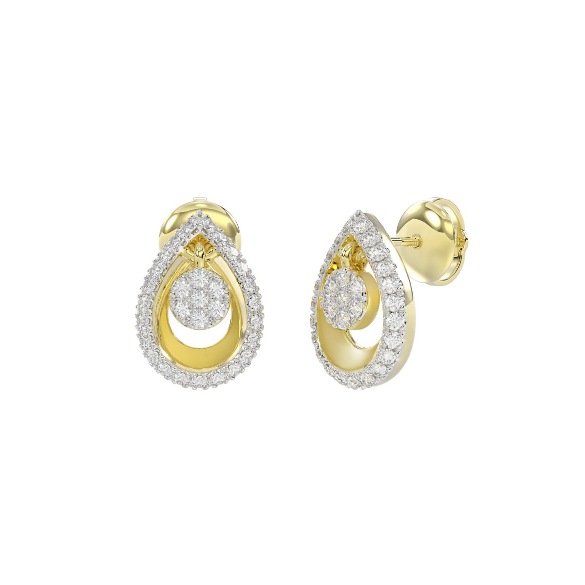 STERLING SILVER YELLOW 1/6CT ROUND DIAMOND LADIES EARRINGS STERLING SILVER YELLOW 1/6CT ROUND DIAMOND LADIES EARRINGS