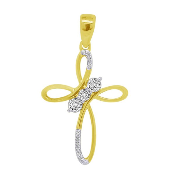 STERLING SILVER YELLOW 1/10CT ROUND DIAMOND LADIES...