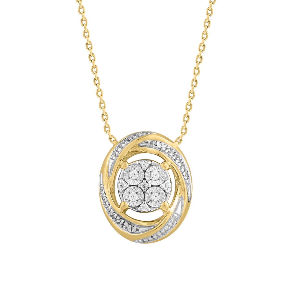 STERLING SILVER YELLOW 1/10CT ROUND DIAMOND LADIES PENDANT WITH CHAIN 