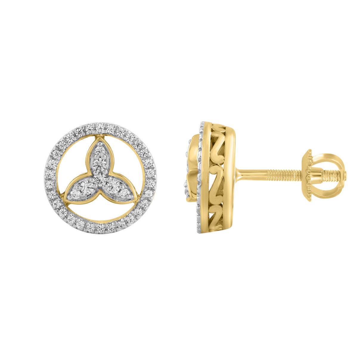 STERLING SILVER YELLOW 1/5CT ROUND DIAMOND LADIES EARRINGS STERLING SILVER YELLOW 1/5CT ROUND DIAMOND LADIES EARRINGS