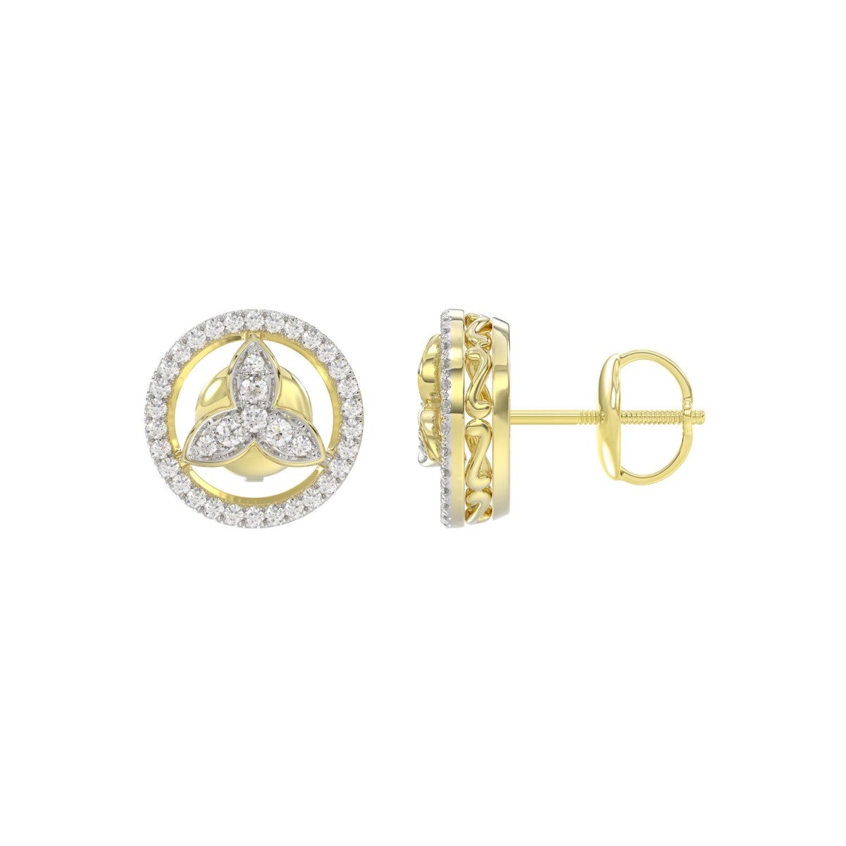 STERLING SILVER YELLOW 1/5CT ROUND DIAMOND LADIES EARRINGS STERLING SILVER YELLOW 1/5CT ROUND DIAMOND LADIES EARRINGS