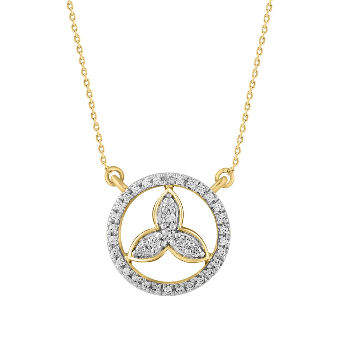 STERLING SILVER YELLOW 1/6CT ROUND DIAMOND LADIES PENDANT WITH CHAIN 