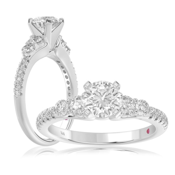 14K WHITE GOLD 3 1/2CT ROUND DIAMOND LADIES RING (...