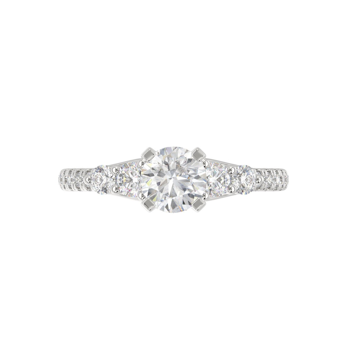 14K WHITE GOLD 3 1/2CT ROUND DIAMOND LADIES RING (CENTER STONE ROUND DIAMOND 3CT) 14K WHITE GOLD 3 1/2CT ROUND DIAMOND LADIES RING (CENTER STONE ROUND DIAMOND 3CT)