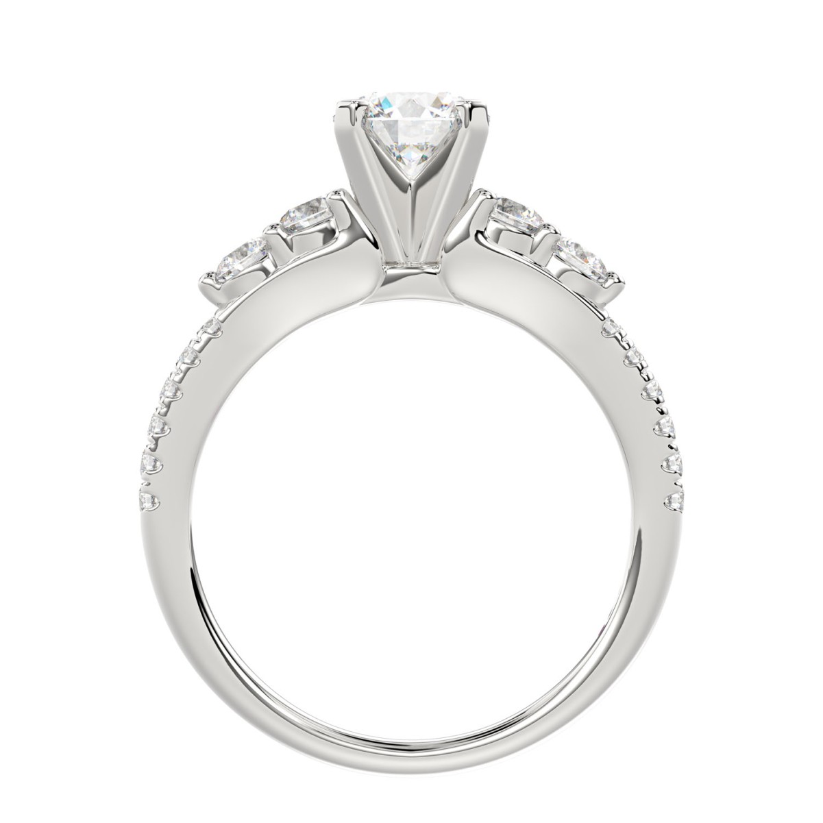 14K WHITE GOLD 3 1/2CT ROUND DIAMOND LADIES RING (CENTER STONE ROUND DIAMOND 3CT) 14K WHITE GOLD 3 1/2CT ROUND DIAMOND LADIES RING (CENTER STONE ROUND DIAMOND 3CT)