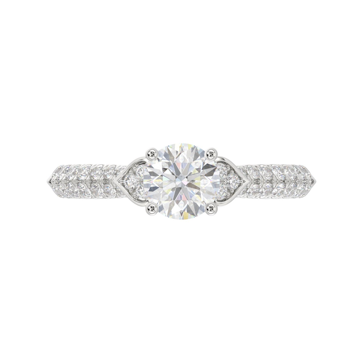 14K WHITE GOLD 2 1/4CT ROUND DIAMOND LADIES SEMI MOUNT RING (CENTER STONE ROUND DIAMOND 2CT) 14K WHITE GOLD 2 1/4CT ROUND DIAMOND LADIES SEMI MOUNT RING (CENTER STONE ROUND DIAMOND 2CT)