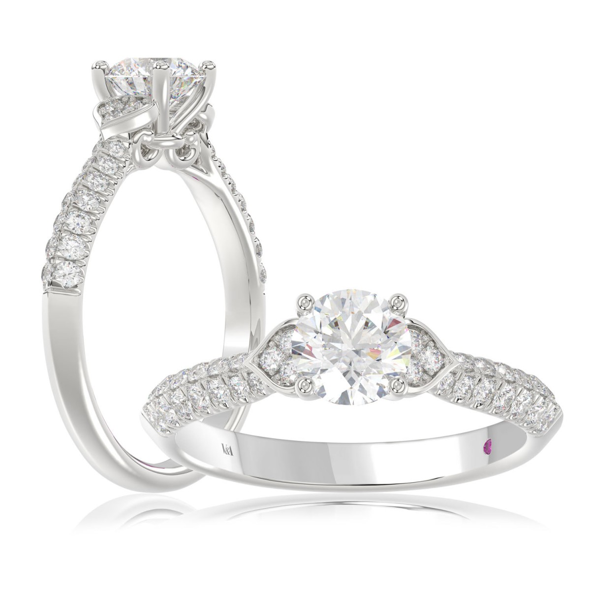 14K WHITE GOLD 3 1/4CT ROUND DIAMOND LADIES SEMI MOUNT RING (CENTER STONE ROUND DIAMOND 3CT) 14K WHITE GOLD 3 1/4CT ROUND DIAMOND LADIES SEMI MOUNT RING (CENTER STONE ROUND DIAMOND 3CT)