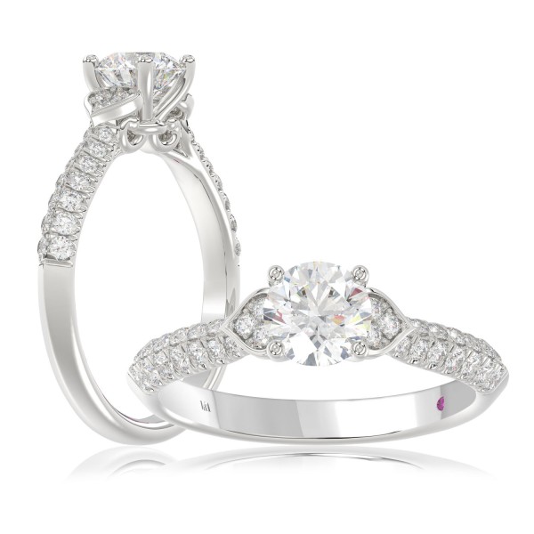 14K WHITE GOLD 3 1/4CT ROUND DIAMOND LADIES SEMI M...