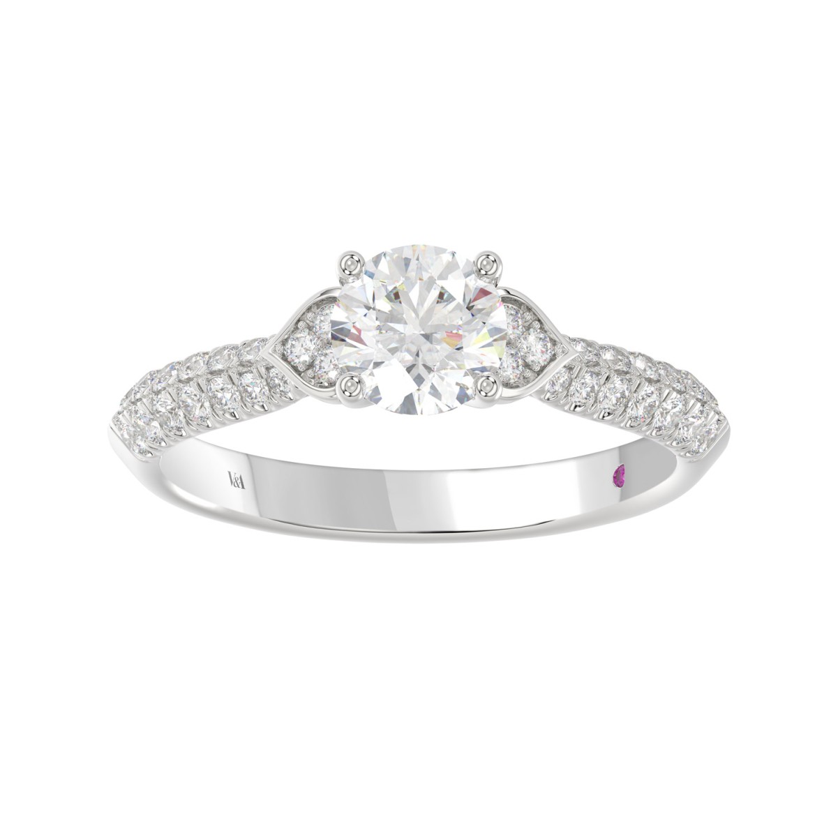 14K WHITE GOLD 3 1/4CT ROUND DIAMOND LADIES SEMI MOUNT RING (CENTER STONE ROUND DIAMOND 3CT) 14K WHITE GOLD 3 1/4CT ROUND DIAMOND LADIES SEMI MOUNT RING (CENTER STONE ROUND DIAMOND 3CT)