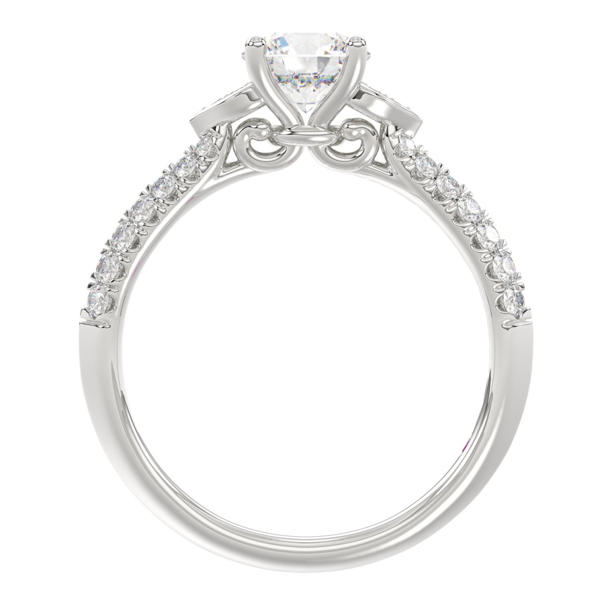 14K WHITE GOLD 3 1/4CT ROUND DIAMOND LADIES SEMI MOUNT RING (CENTER STONE ROUND DIAMOND 3CT) 14K WHITE GOLD 3 1/4CT ROUND DIAMOND LADIES SEMI MOUNT RING (CENTER STONE ROUND DIAMOND 3CT)