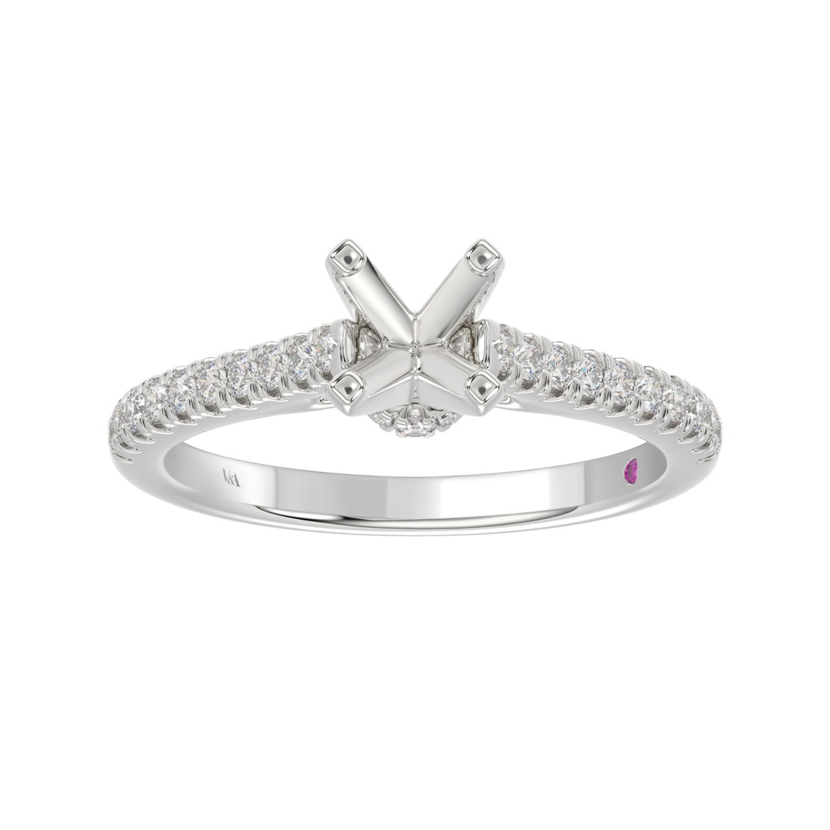 14K WHITE GOLD 2 1/4CT ROUND DIAMOND LADIES SEMI MOUNT RING (CENTER STONE ROUND DIAMOND 2CT) 14K WHITE GOLD 2 1/4CT ROUND DIAMOND LADIES SEMI MOUNT RING (CENTER STONE ROUND DIAMOND 2CT)