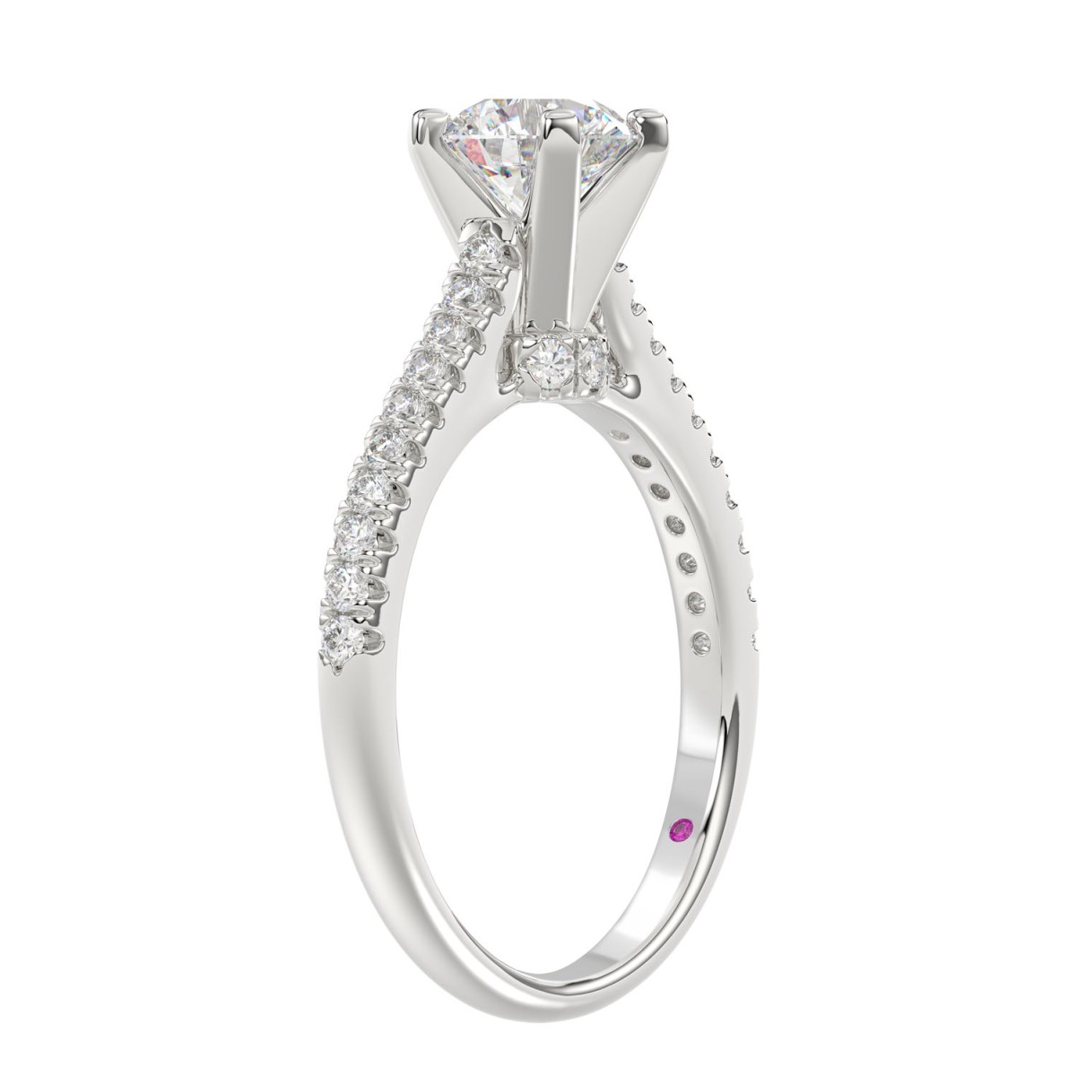 14K WHITE GOLD 2 1/4CT ROUND DIAMOND LADIES SEMI MOUNT RING (CENTER STONE ROUND DIAMOND 2CT) 14K WHITE GOLD 2 1/4CT ROUND DIAMOND LADIES SEMI MOUNT RING (CENTER STONE ROUND DIAMOND 2CT)