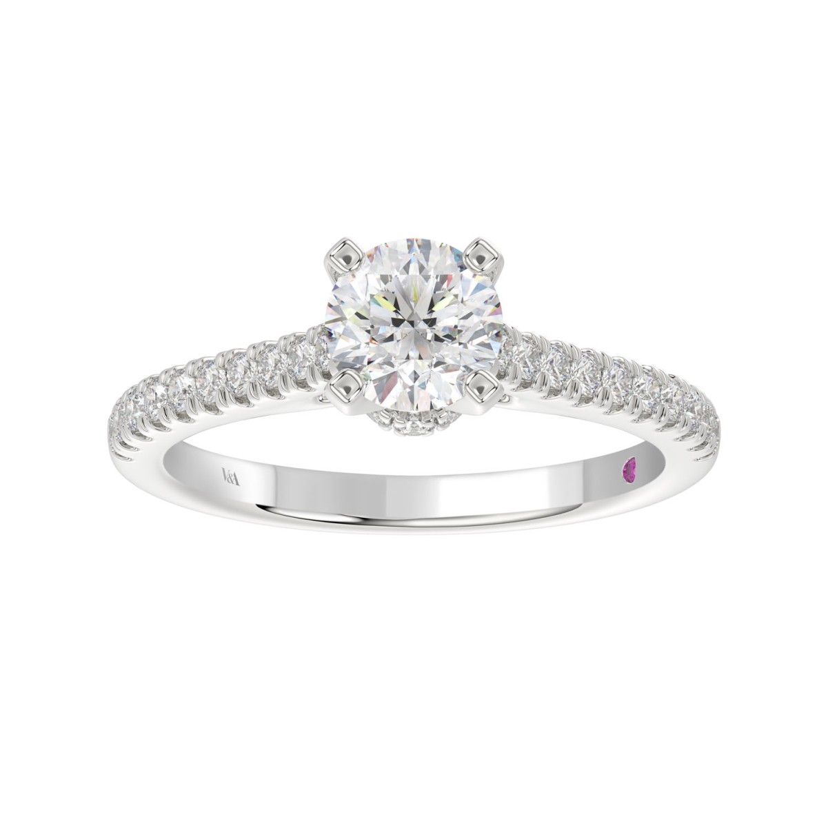 14K WHITE GOLD 2 1/4CT ROUND DIAMOND LADIES SEMI MOUNT RING (CENTER STONE ROUND DIAMOND 2CT) 14K WHITE GOLD 2 1/4CT ROUND DIAMOND LADIES SEMI MOUNT RING (CENTER STONE ROUND DIAMOND 2CT)