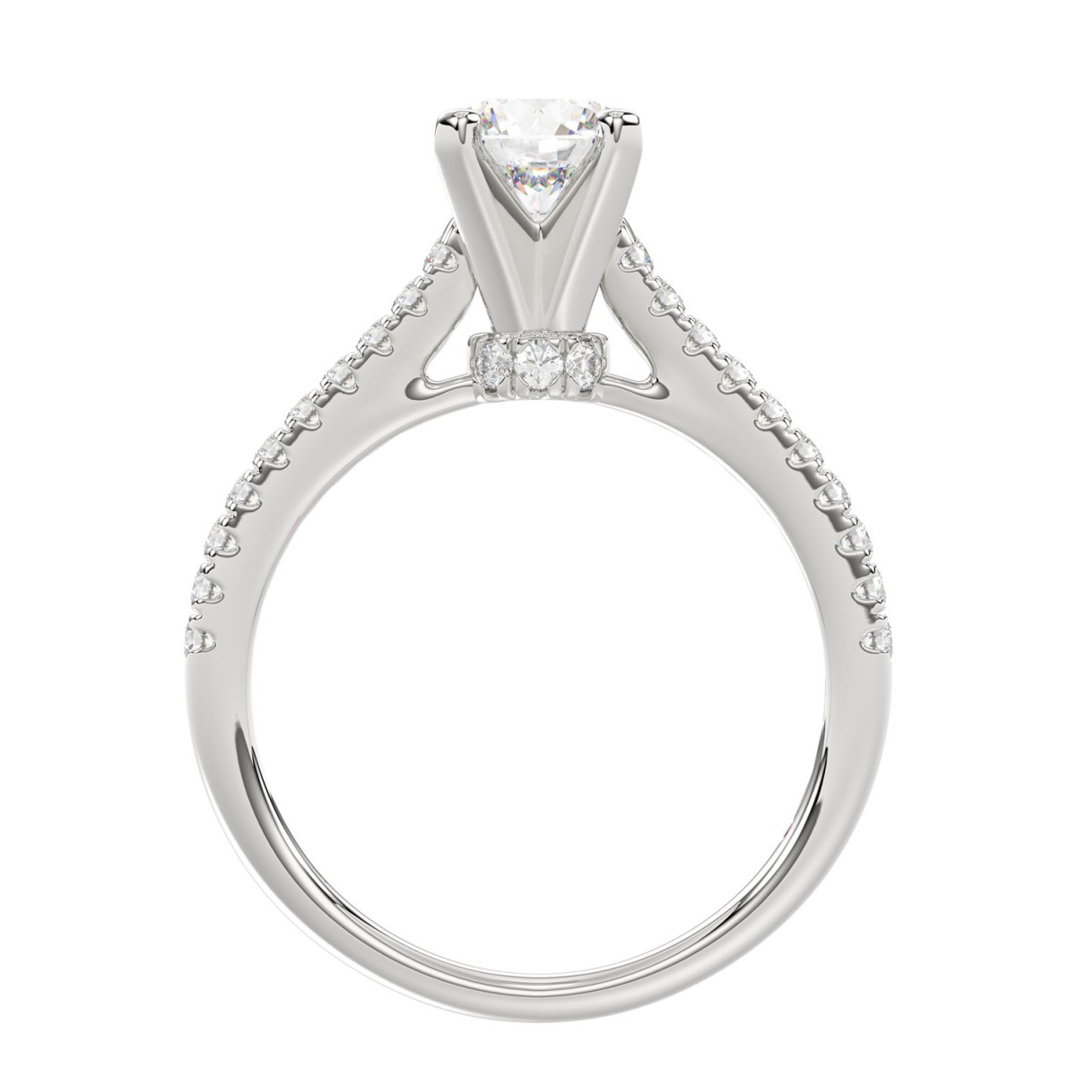 14K WHITE GOLD 2 1/4CT ROUND DIAMOND LADIES SEMI MOUNT RING (CENTER STONE ROUND DIAMOND 2CT) 14K WHITE GOLD 2 1/4CT ROUND DIAMOND LADIES SEMI MOUNT RING (CENTER STONE ROUND DIAMOND 2CT)