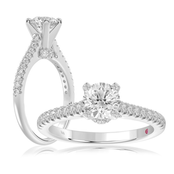 14K WHITE GOLD 3 1/4CT ROUND DIAMOND LADIES SEMI M...