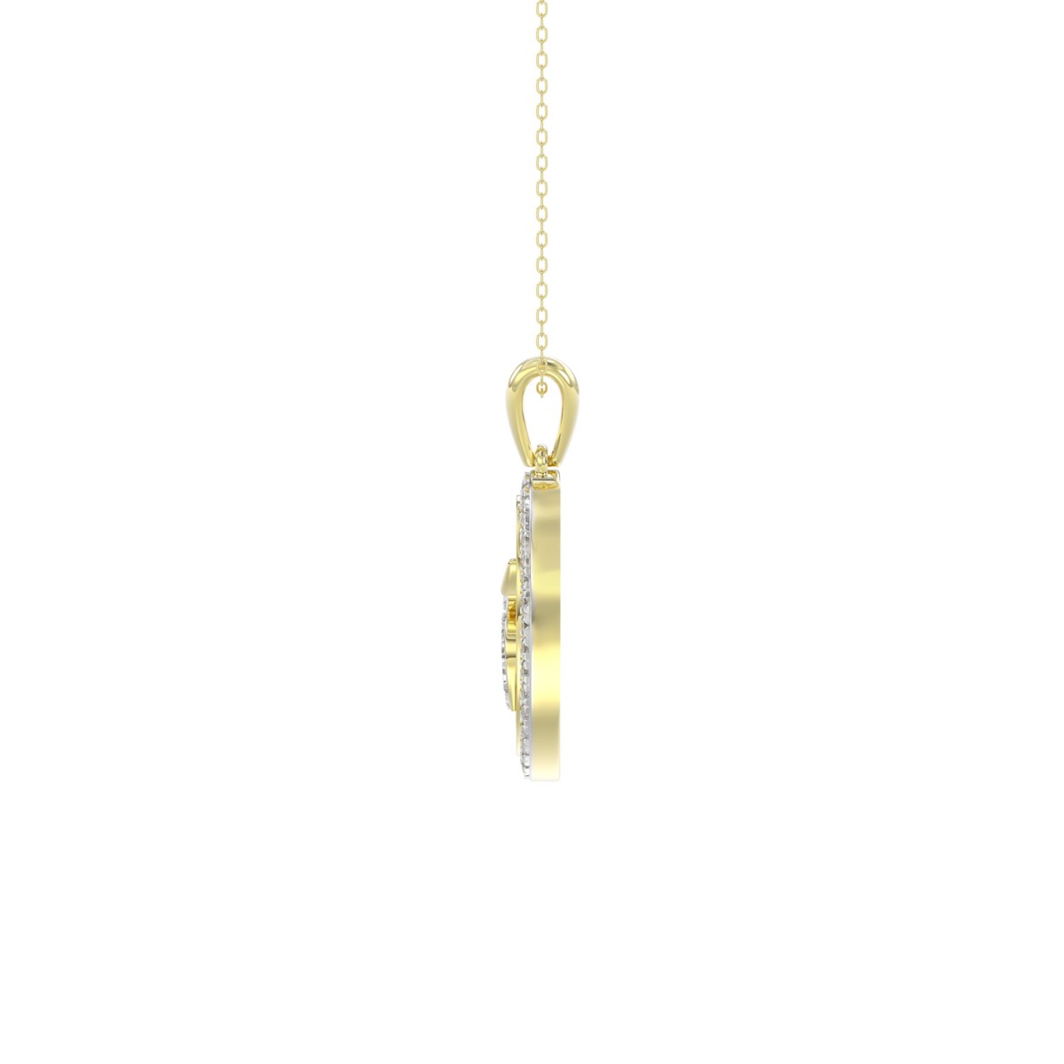 10K YELLOW GOLD 1/4CT ROUND DIAMOND LADIES PENDANT WITH CHAIN