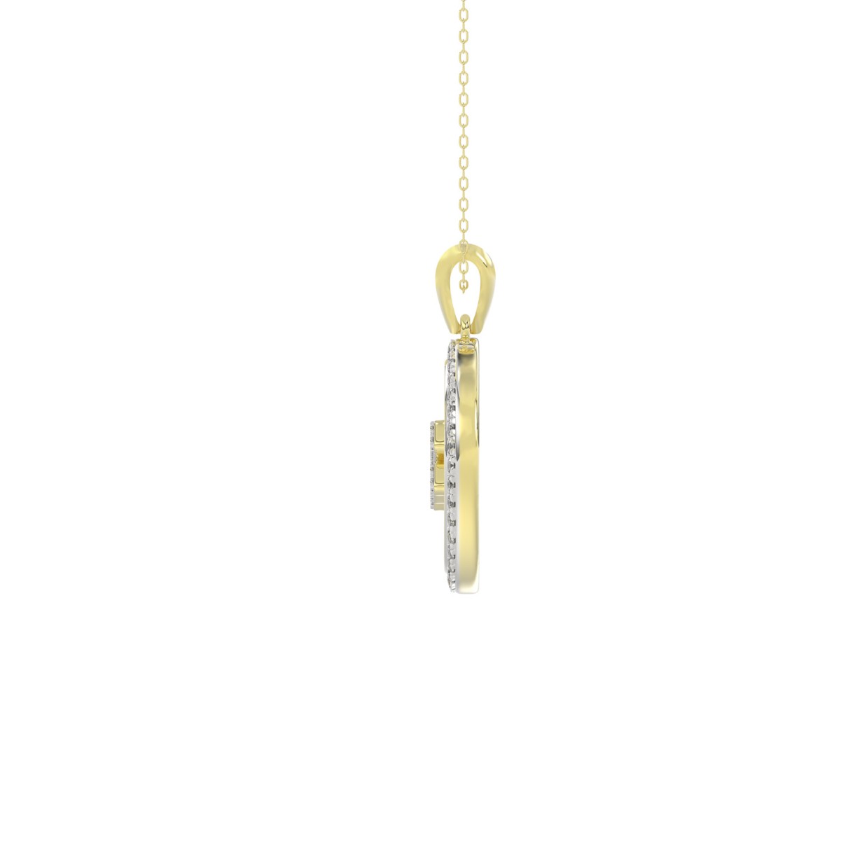 10K YELLOW GOLD 1/4CT ROUND DIAMOND LADIES PENDANT WITH CHAIN